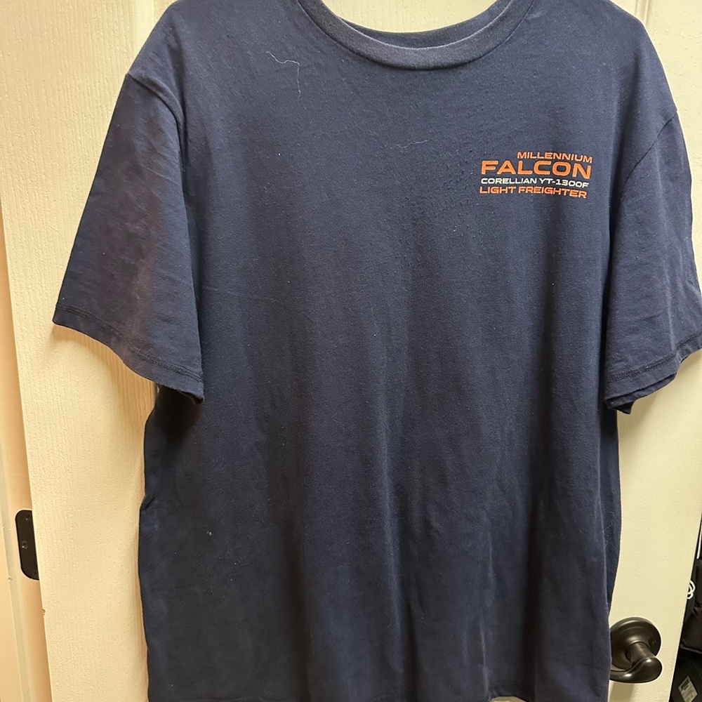 Disney Parks men's Blue Millennium Falcon T-Shirt size L/ NWOT B135